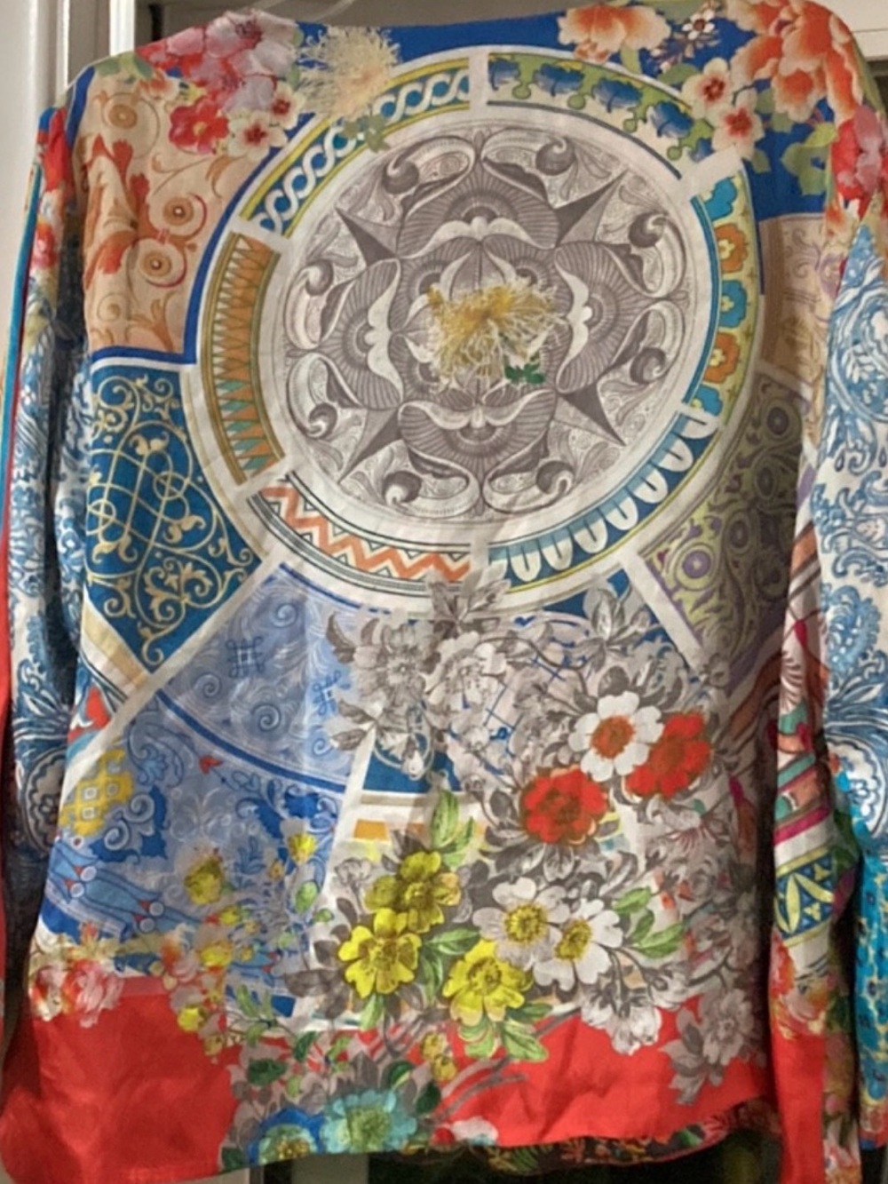 Johnny Was Kimono Multicolor Floral Silk oversized fits sizes from L-1X